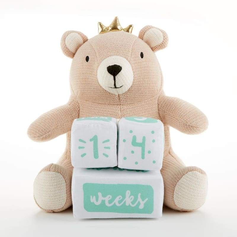 My First Milestone Brown Bear Plush Plus Baby Age Blocks - Plush Animal