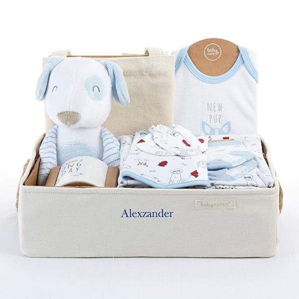 New Pup 9-Piece Baby Gift Basket - Baby Gift Sets