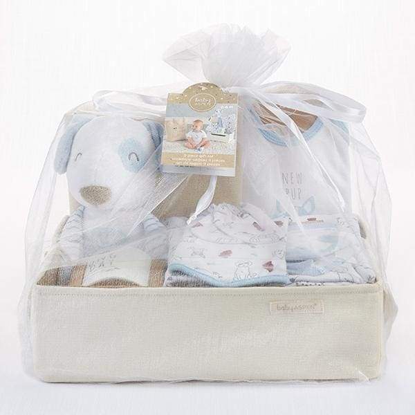 New Pup 9-Piece Baby Gift Basket (Personalization Available) - Baby Gift Sets