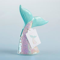 Reversible Sequin Mermaid Tail Porcelain Bank - Piggy Bank