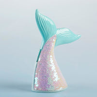 Reversible Sequin Mermaid Tail Porcelain Bank - Piggy Bank