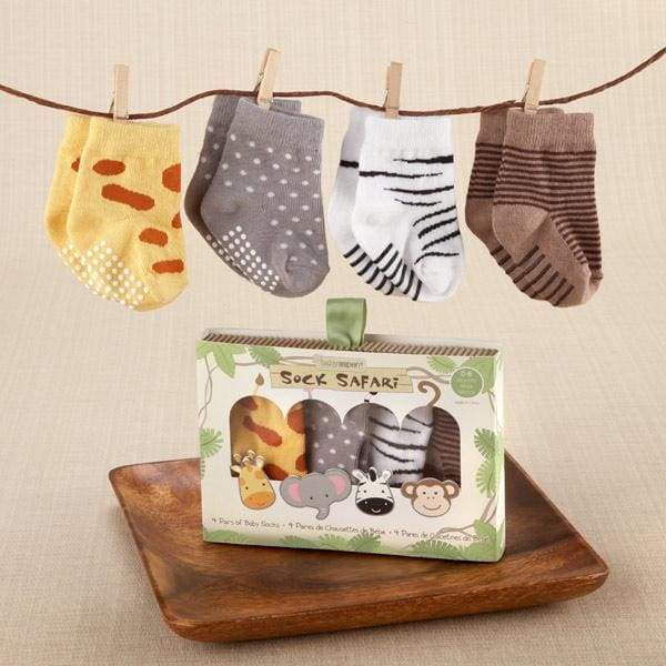 Safari Gift Set with Elephant Hooded Towel & 4-Pair Sock Set - Baby Gift Sets