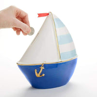 Sailboat Porcelain Bank - Piggy Bank