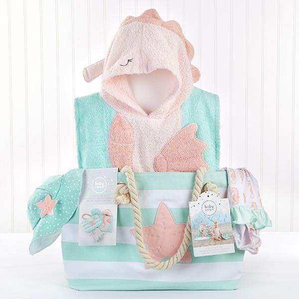 Seahorse 4-Piece Beach Gift Set with Canvas Tote for Mom - Baby Gift Sets