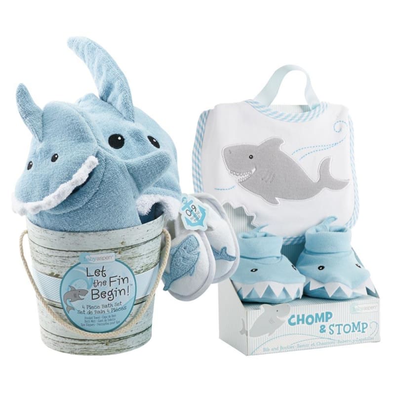 Shark Baby 6-Piece Gift Set Bundle - Blue - Baby Gift Sets