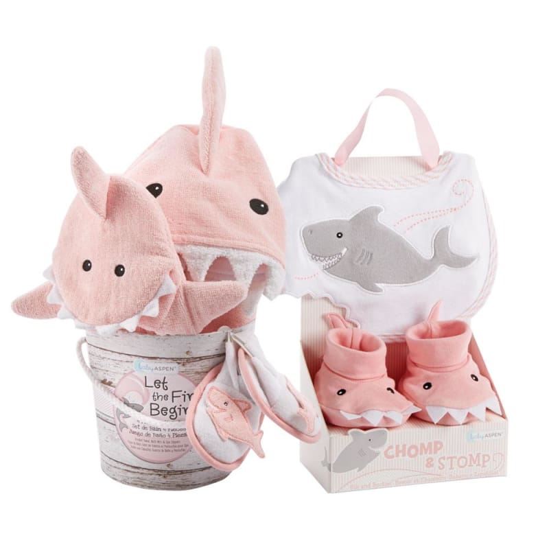 Shark Baby 6-Piece Gift Set Bundle - Pink - Baby Gift Sets