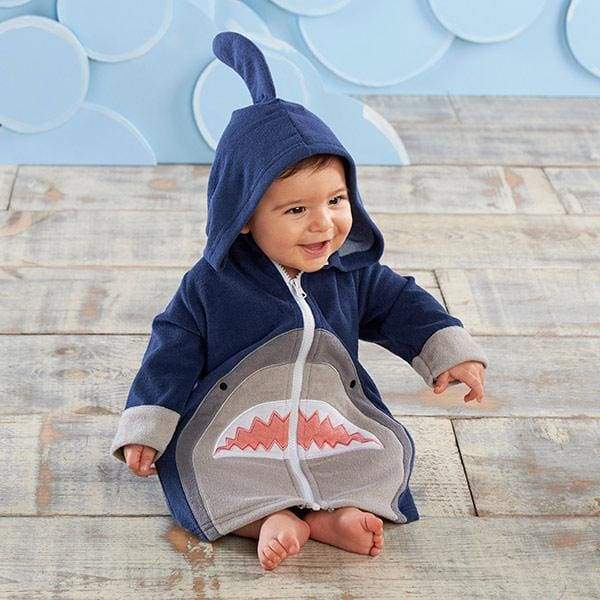 Shark Hooded Beach Zip Up (Personalization Available) - Beach Zip Up