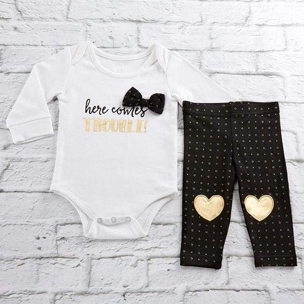 Trendy Baby Here Comes Trouble 2-Piece Outfit - Baby Gift Sets