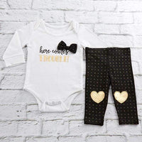 Thumbnail for Trendy Baby Here Comes Trouble 2-Piece Outfit - Baby Gift Sets
