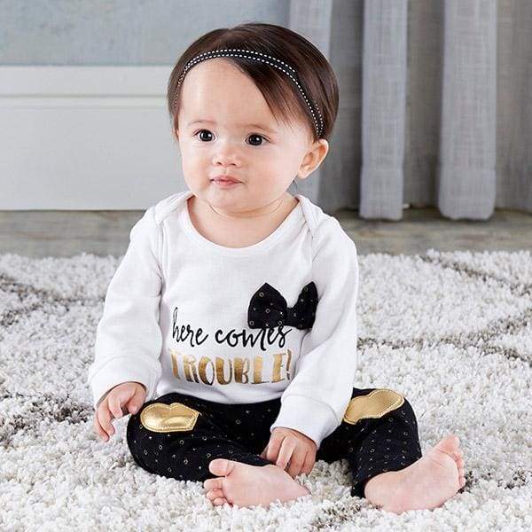 Trendy Baby Here Comes Trouble 2-Piece Outfit - Baby Gift Sets