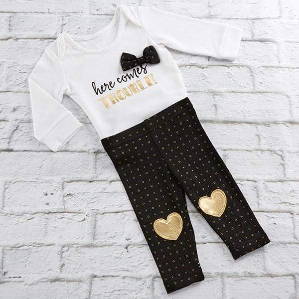 Trendy Baby Here Comes Trouble 2-Piece Outfit - Baby Gift Sets