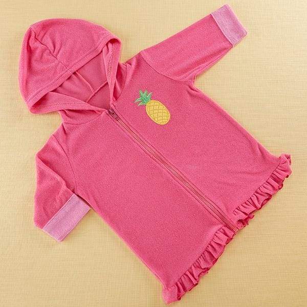 Tropical Pineapple Hooded Beach Zip Up (Personalization Available) - Beach Zip Up