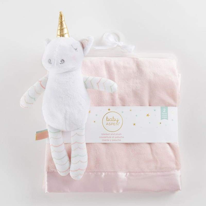 Unicorn Plush Plus Blanket for Baby (Personalization Available) - Baby Gift Sets