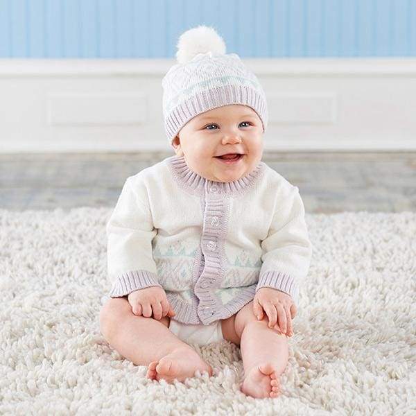 White Fair Isle Cardigan and Pom Pom Hat Baby Aspen – Baby Aspen